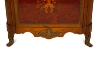 A Louis XVI Style Gilt Bronze Mounted Marquetry Marble-Top Cabinet