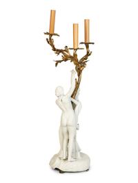 A Gilt Bronze Mounted Bisque Porcelain Candelabrum