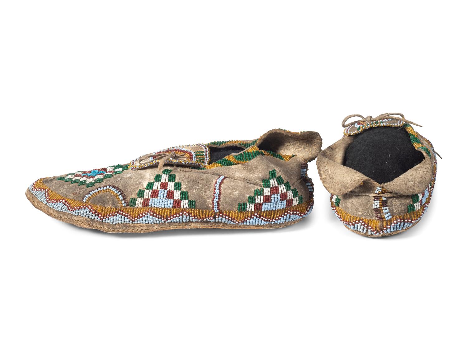 Apache Beaded Hide Moccasins