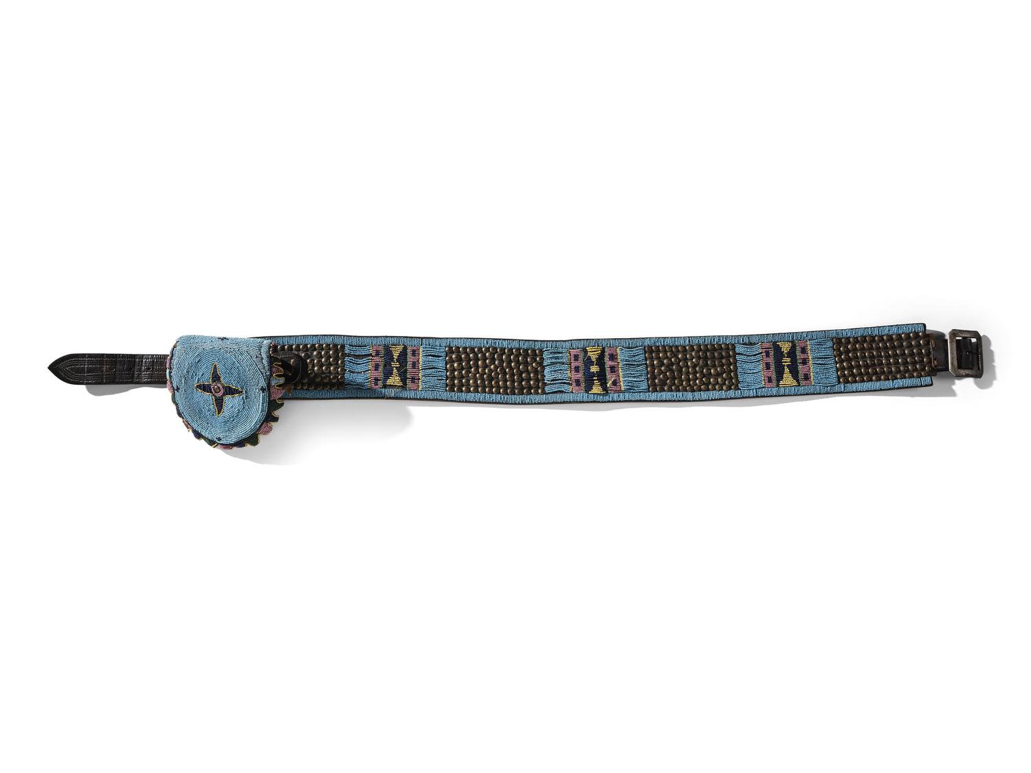 Plateau Beaded and Tacked Belt, with Pouch