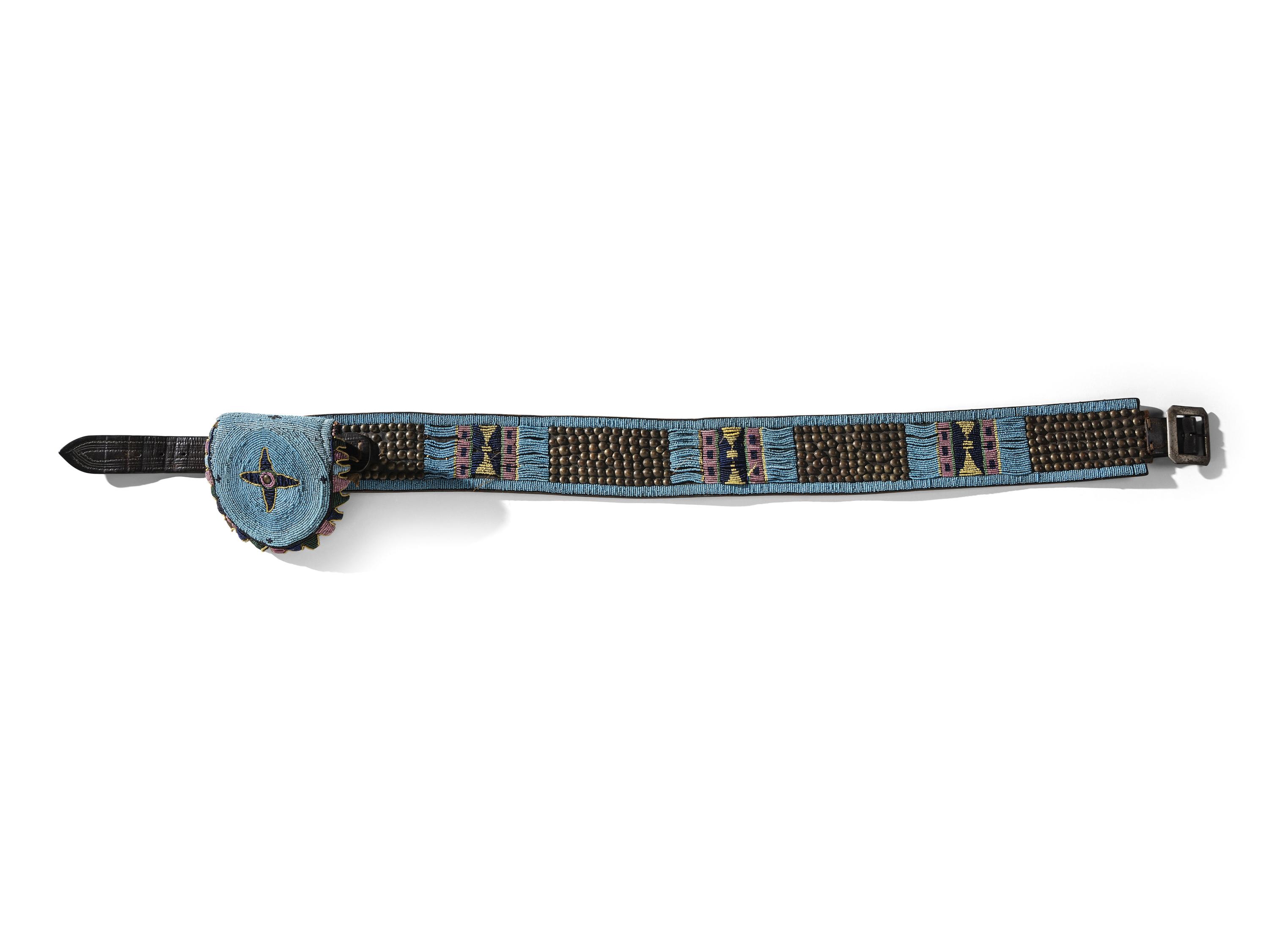 Plateau Beaded and Tacked Belt, with Pouch