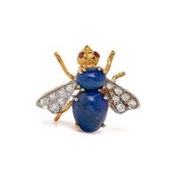 HERBERT ROSENTHAL, LAPIS LAZULI AND DIAMOND BEE BROOCH