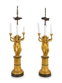 A Pair of Gilt Bronze Candelabra After Thomire — LATE 19TH/EARLY 20TH CENTURY