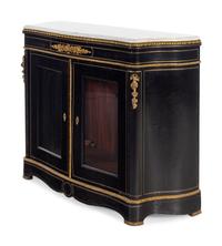 A Napoleon III Style Ebonized Marble-Top Cabinet