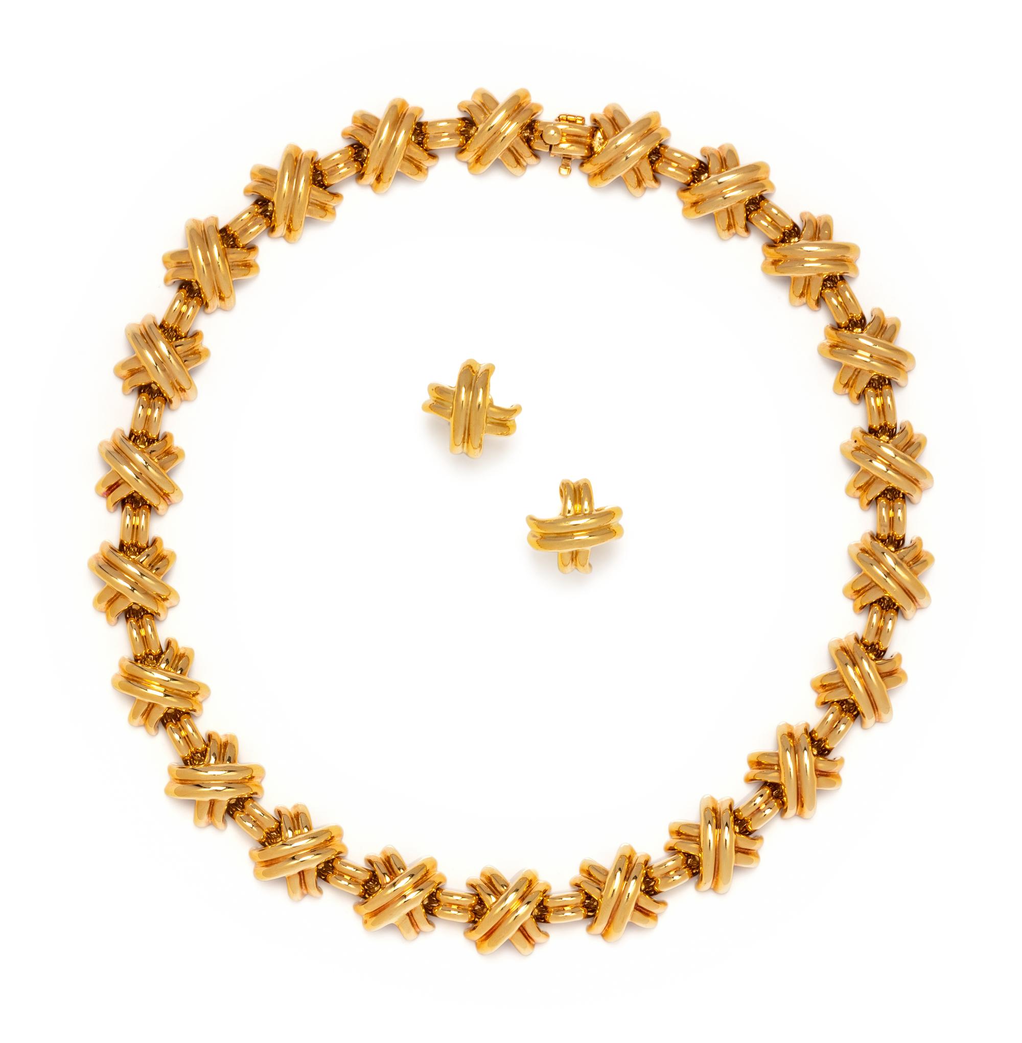 TIFFANY & CO., YELLOW GOLD 'X' SET