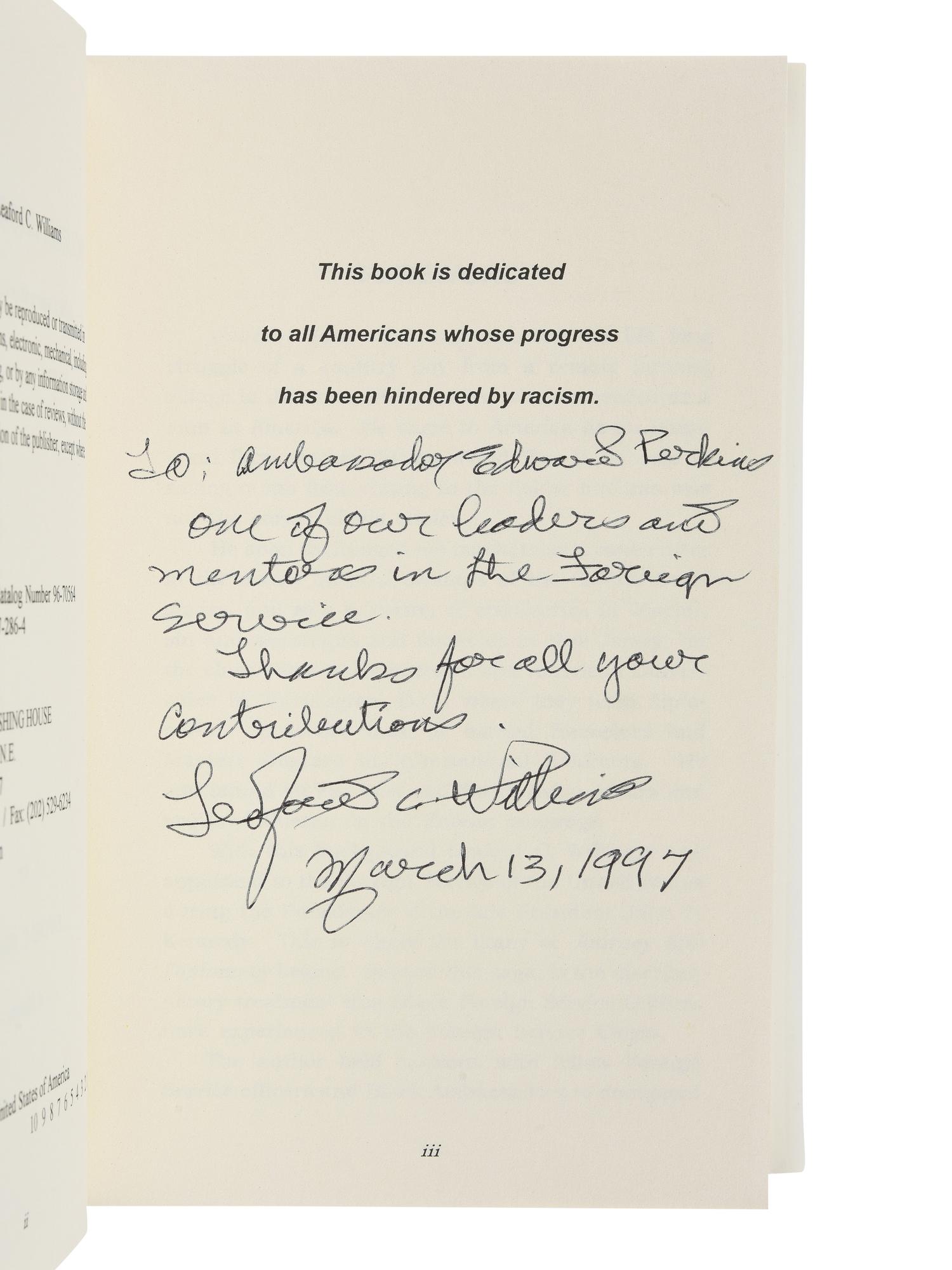 [PERKINS, Edward Joseph (1928-2020)]. A group of 23 volumes related to African and African American Biography and History, most signed or inscribed to Perkins, including: