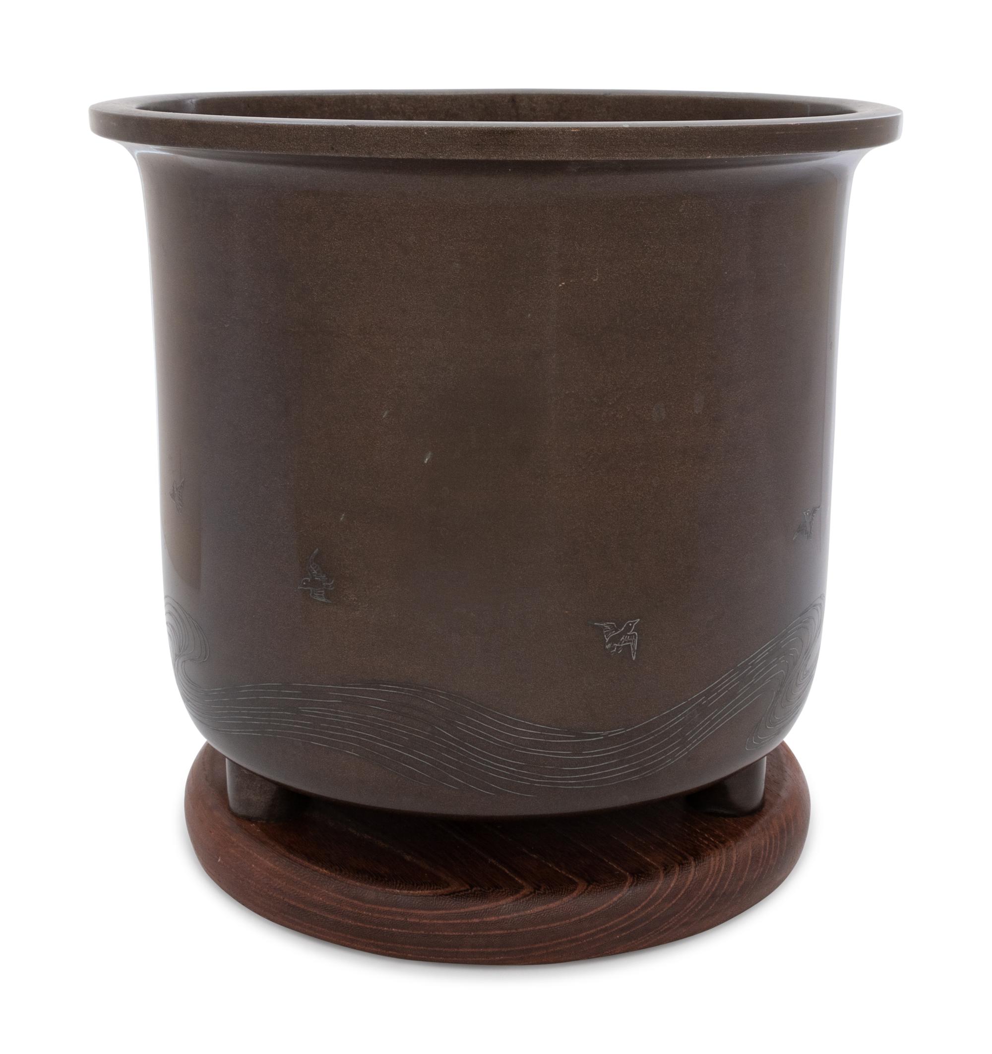 A Silver Inlaid Bronze Planter
