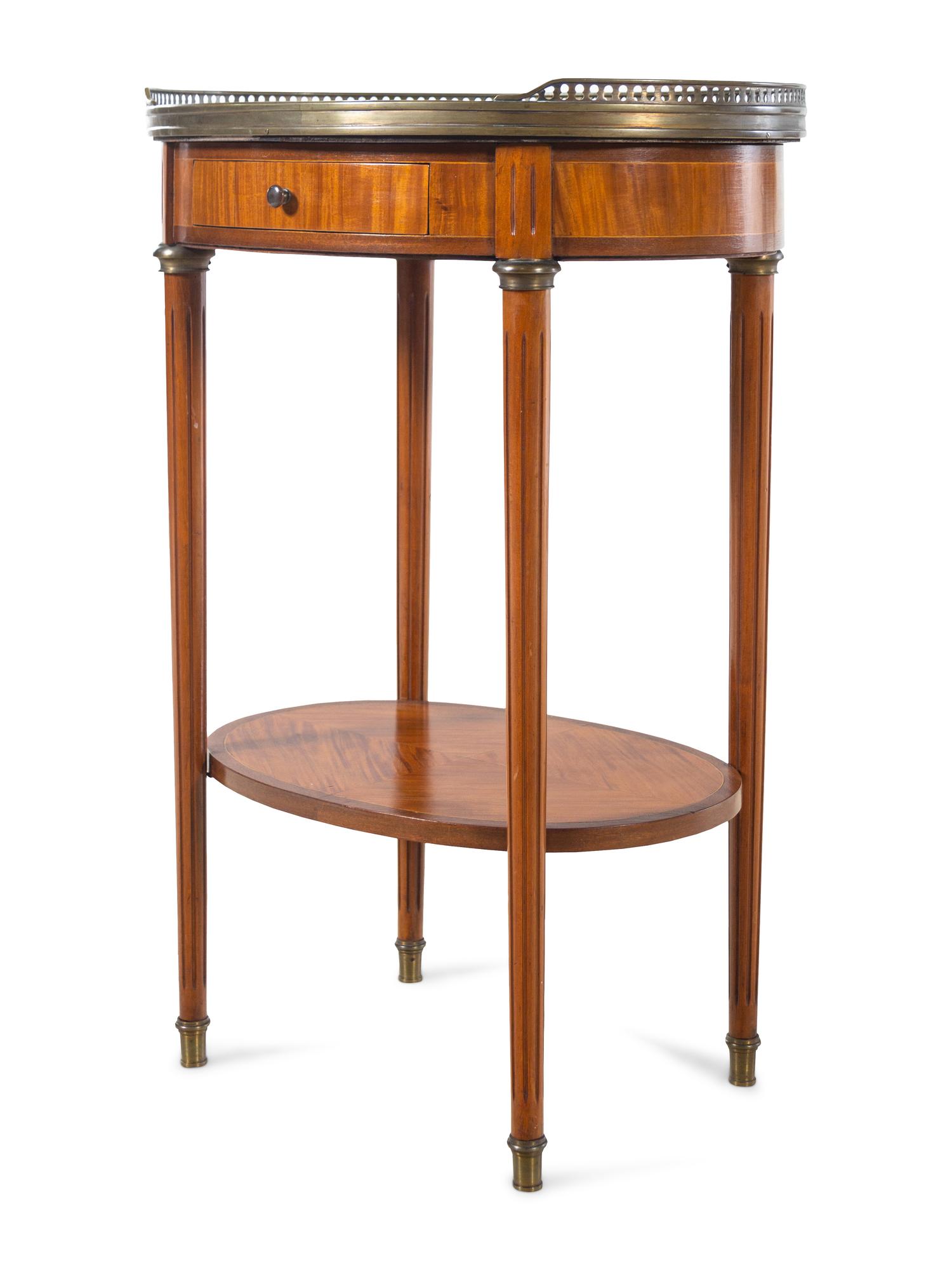A Pair of Louis XVI Style Marble-Top Side Tables