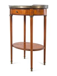 A Pair of Louis XVI Style Marble-Top Side Tables