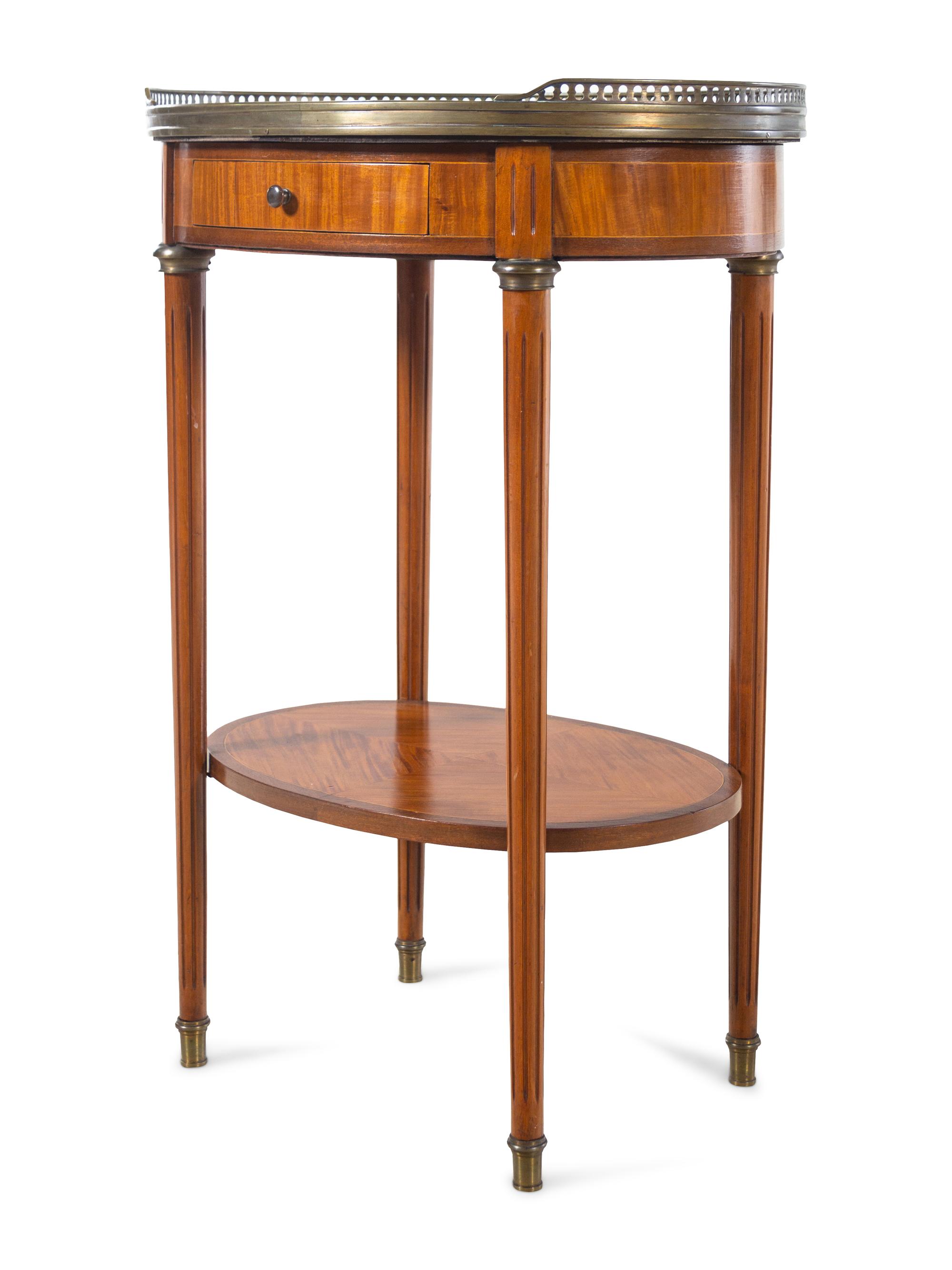 A Pair of Louis XVI Style Marble-Top Side Tables