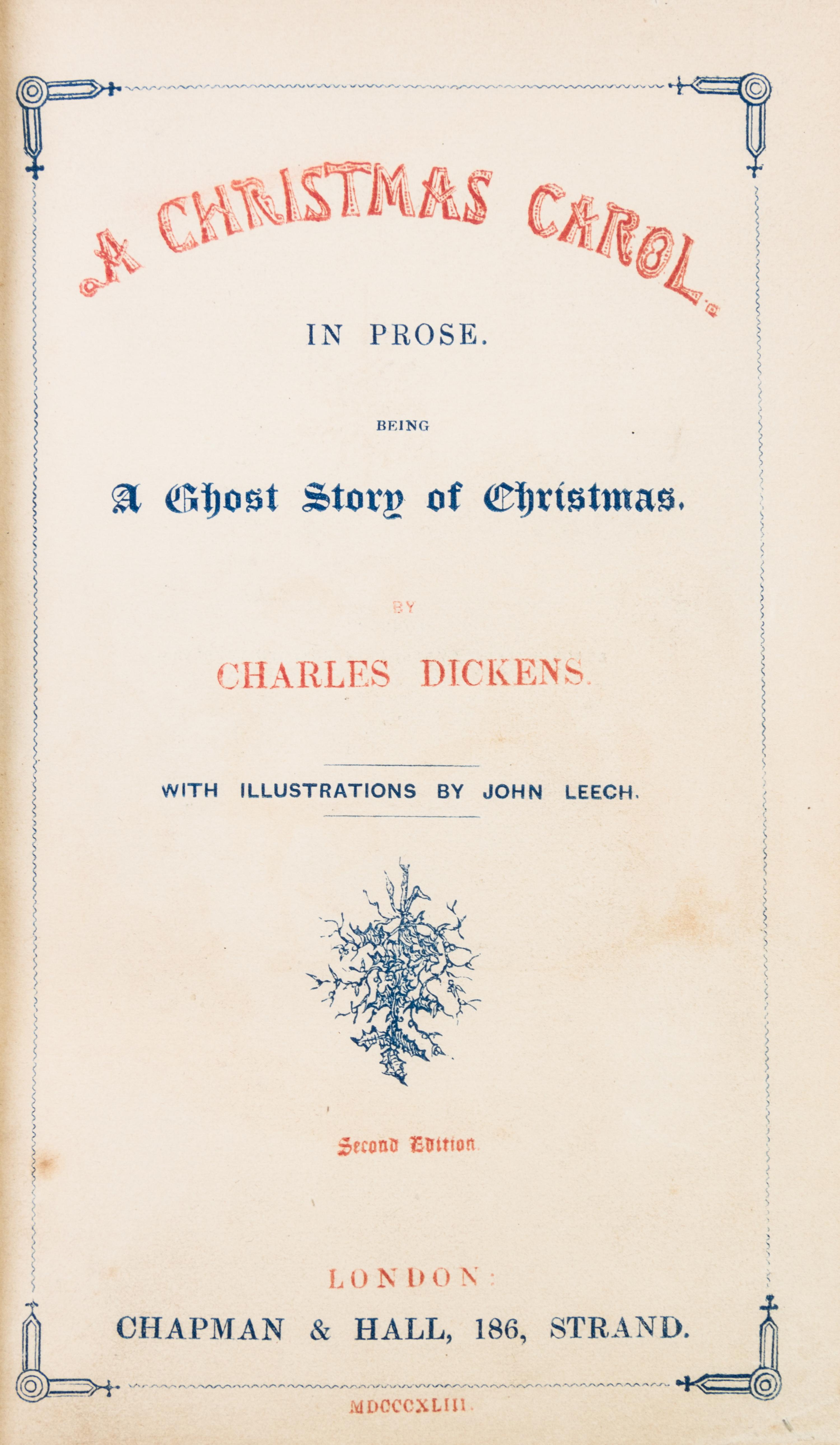 DICKENS, CHARLES. Christmas Books. 1843-1848. 5 vols. Mixed editions, four first edition, one second.