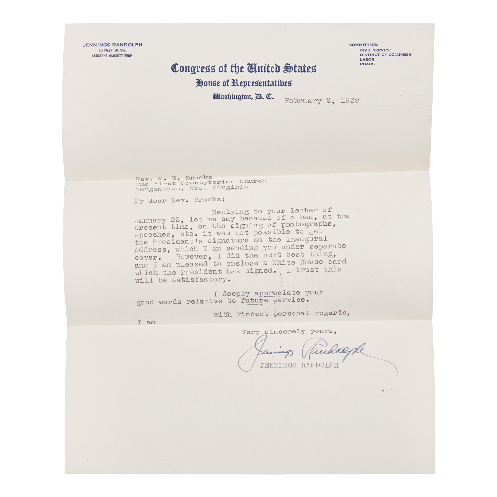 [Presidential] Roosevelt, Franklin D. Inaugural Address of Franklin D. Roosevelt...1937.