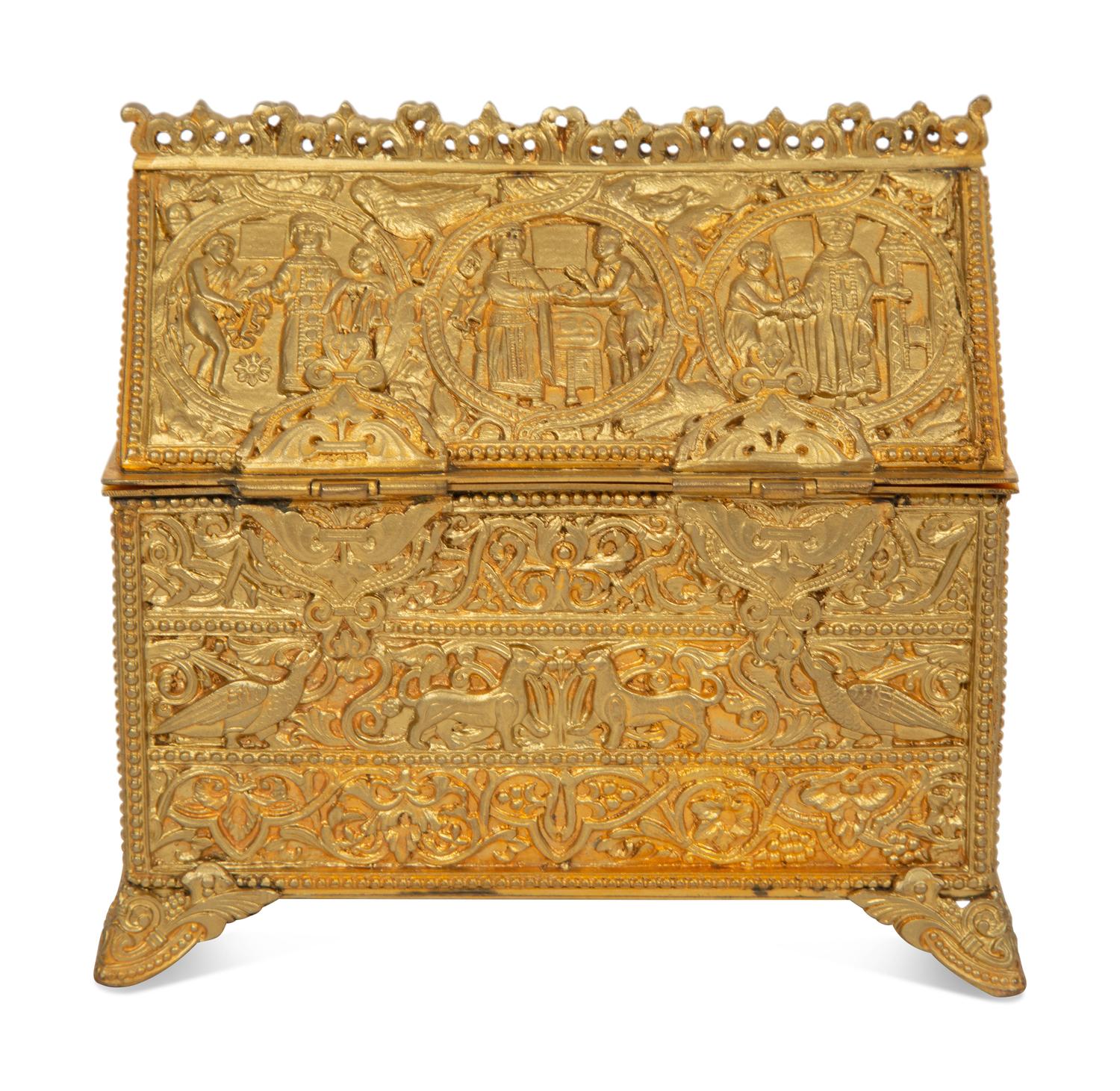 A Continental Bronze Table Casket