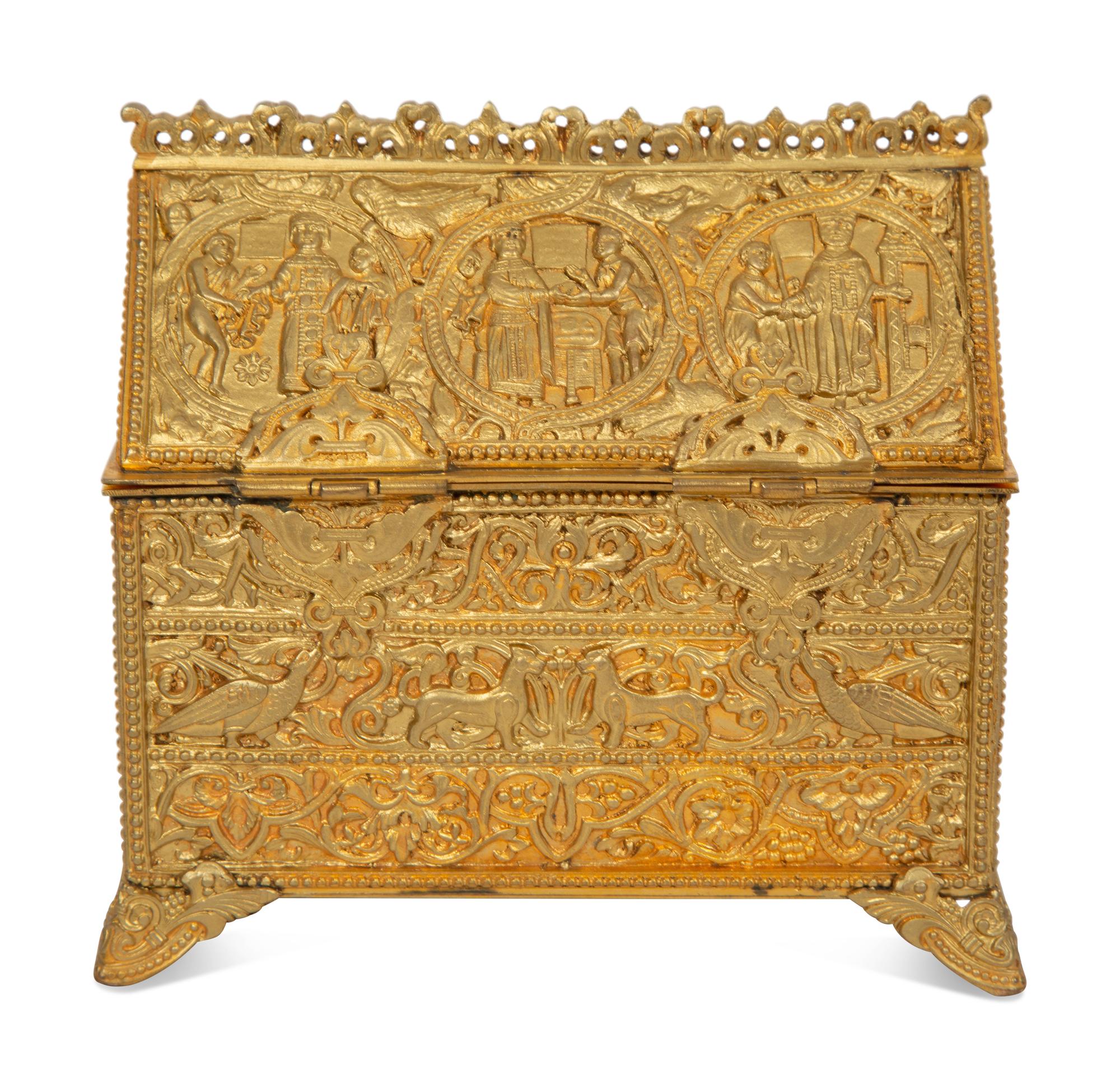 A Continental Bronze Table Casket