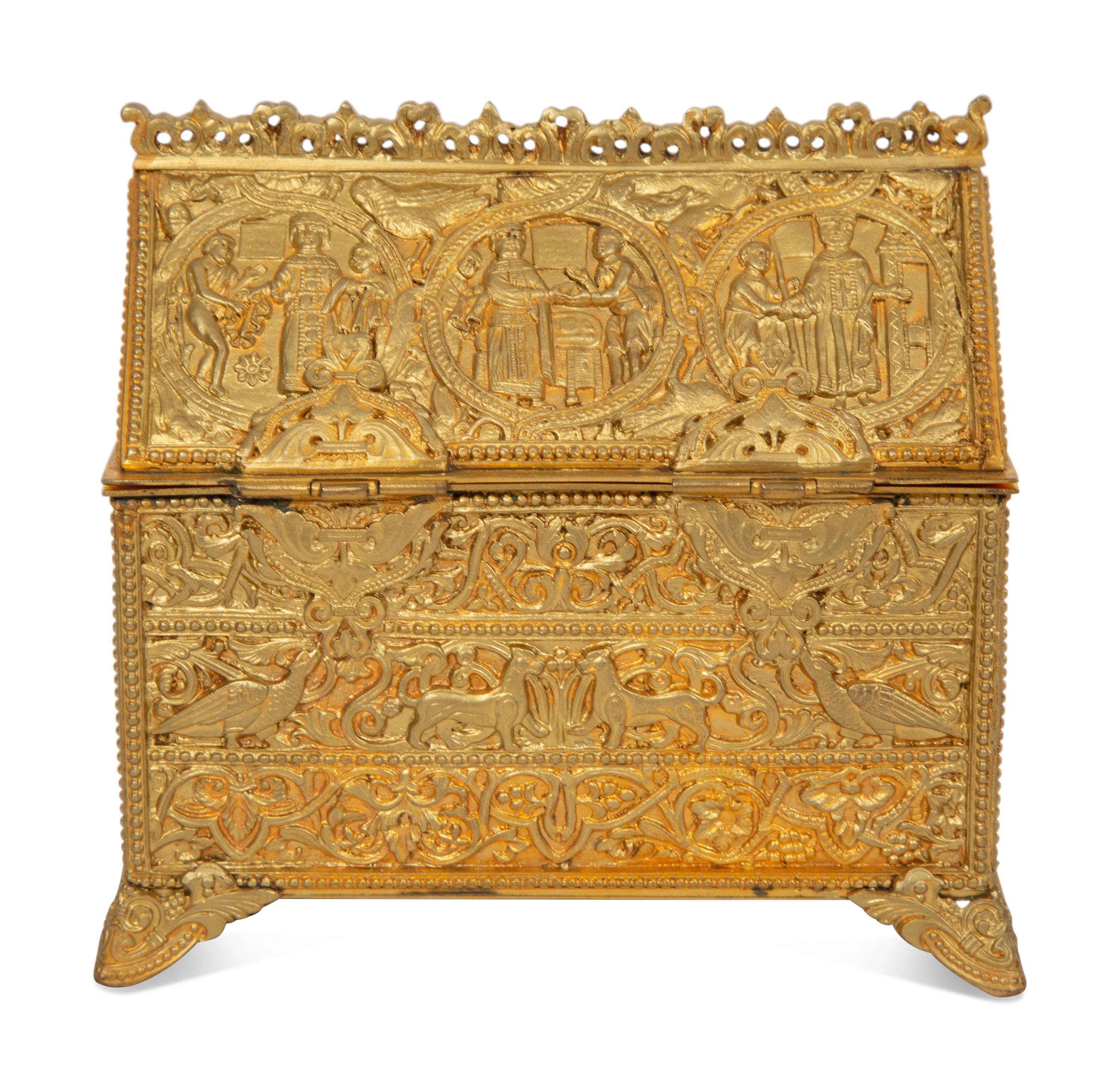 A Continental Bronze Table Casket