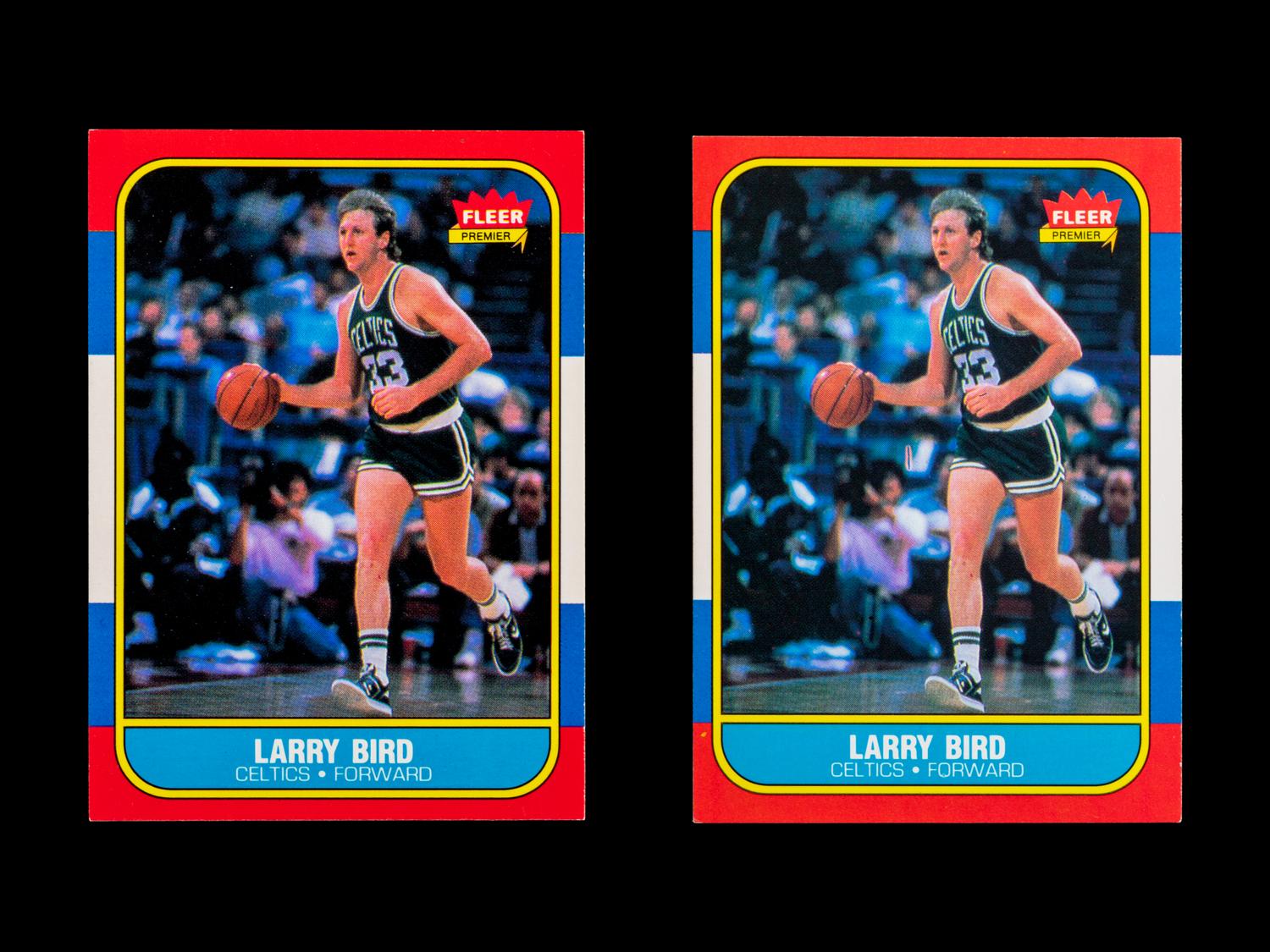 A Group of Two 1986 Fleer Larry Bird Basketball Cards,