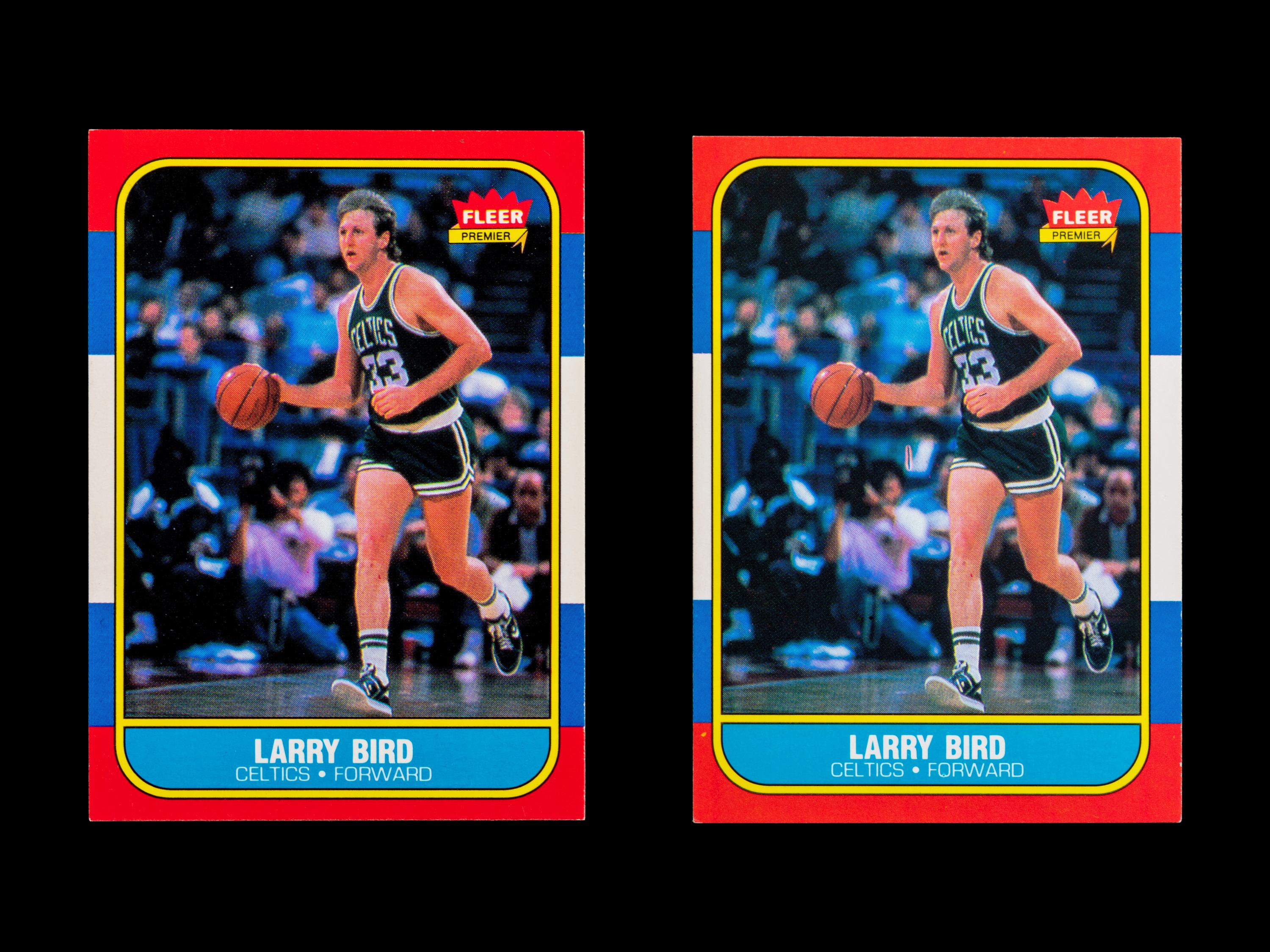 A Group of Two 1986 Fleer Larry Bird Basketball Cards,