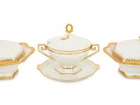 A Group of Five Continenal Gilt Porcelain Wares