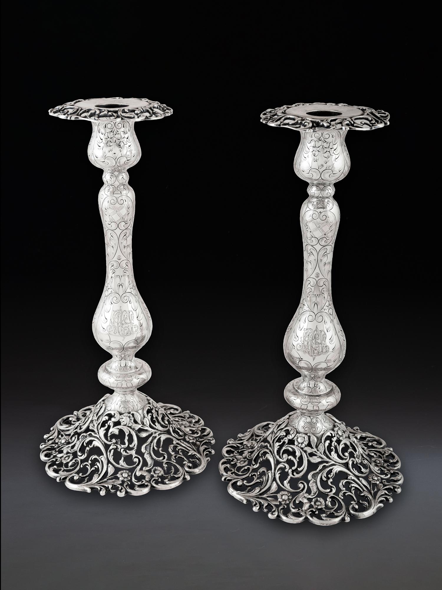 A Pair of American Silver Candlesticks