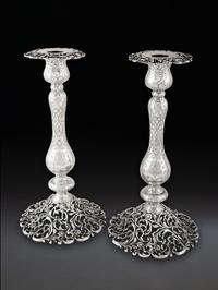 A Pair of American Silver Candlesticks