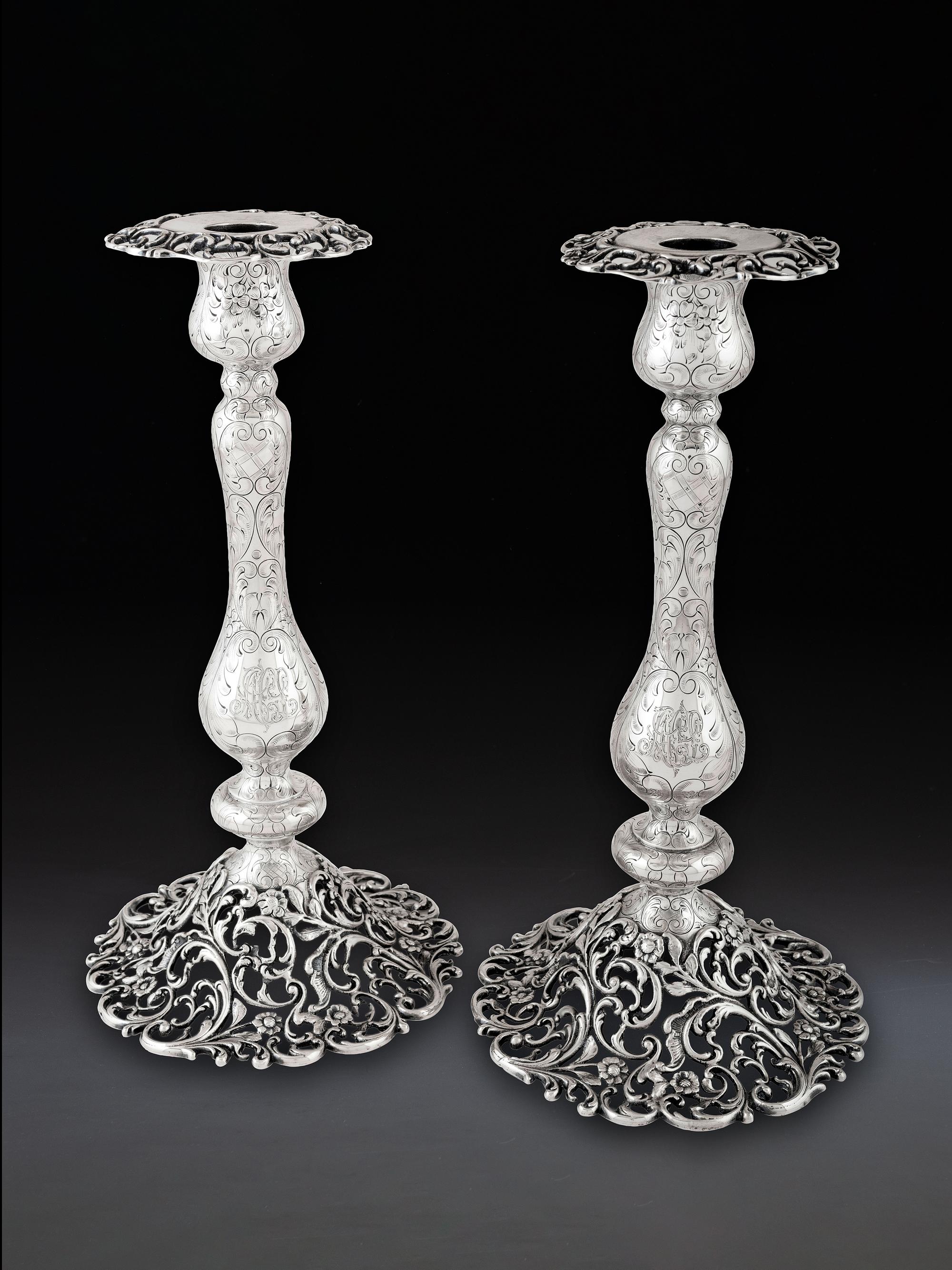 A Pair of American Silver Candlesticks