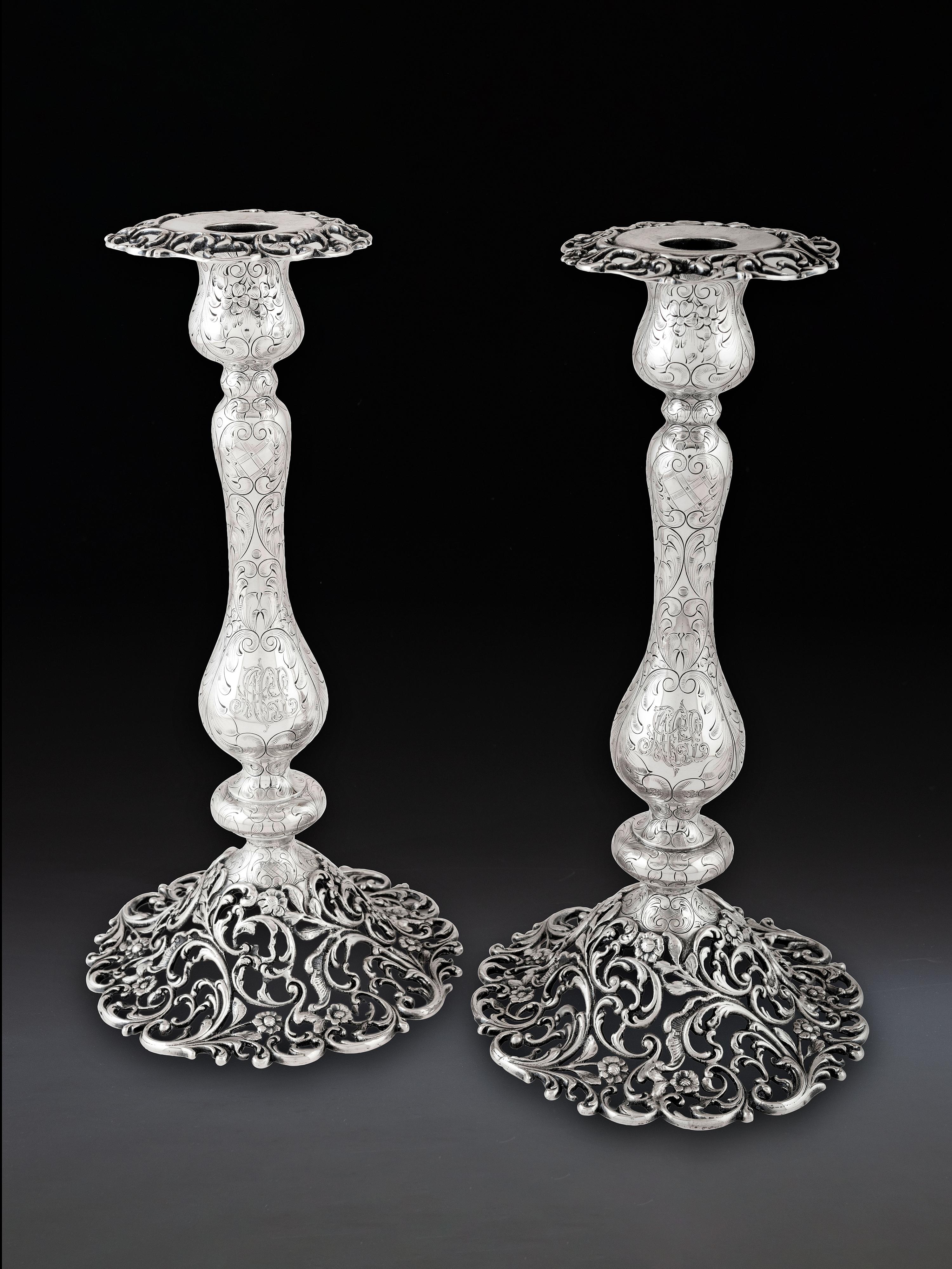 A Pair of American Silver Candlesticks