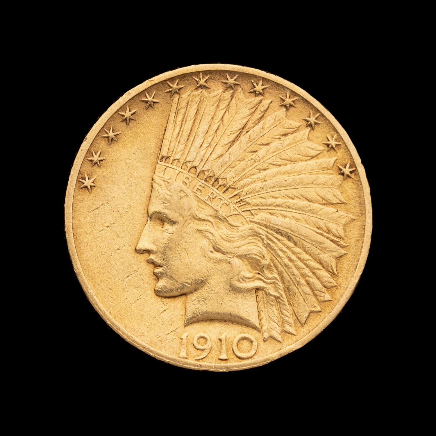 A 1910 Indian Head $10 Gold Coin