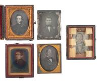 [EARLY PHOTOGRAPHY]. 19 ninth plate daguerreotypes of men with interesting hairstyles.