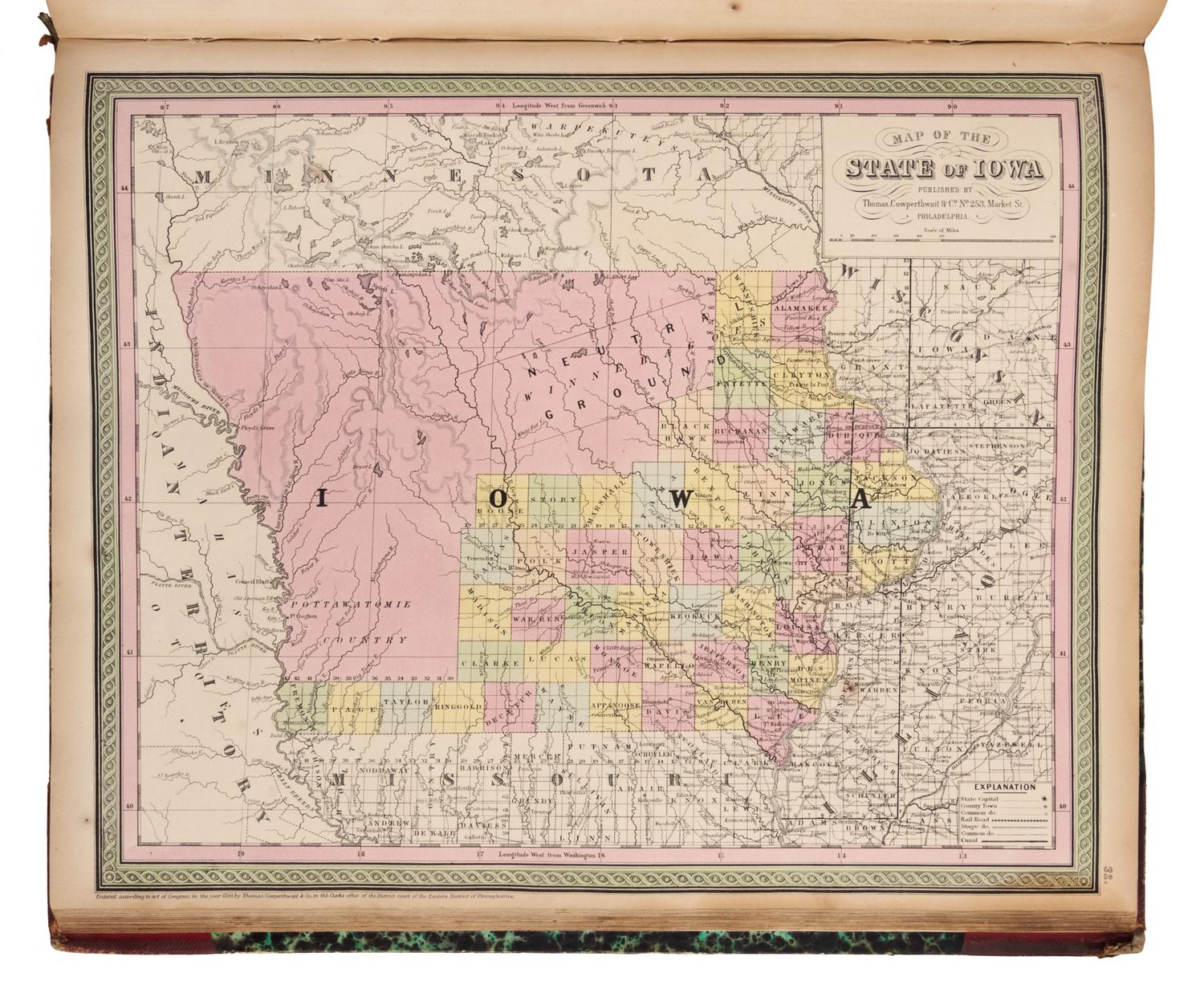 MITCHELL, Samuel Augustus (1792-1868). A New Universal Atlas. Philadelphia: Thomas Cowperthwait, 1851.