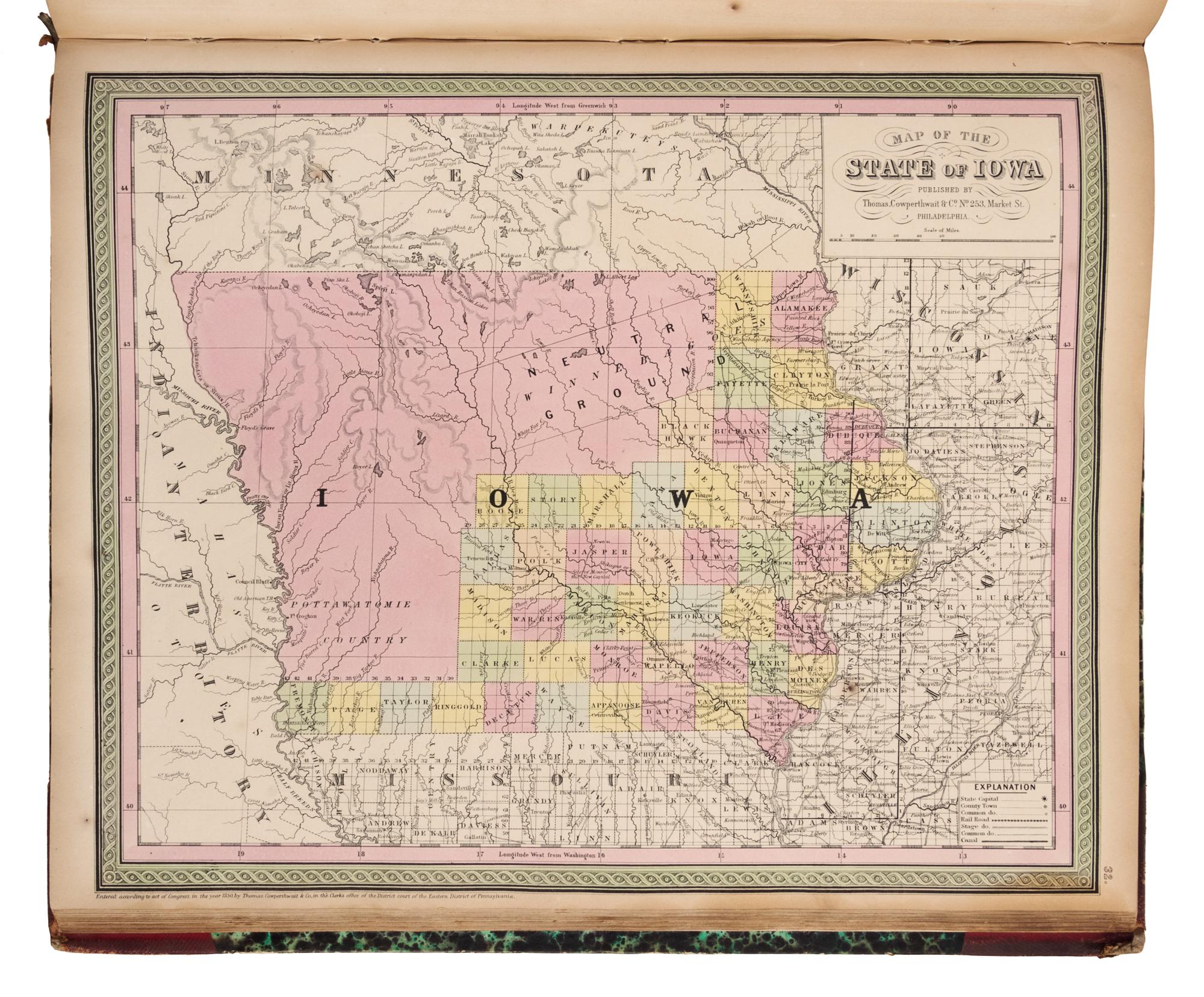MITCHELL, Samuel Augustus (1792-1868). A New Universal Atlas. Philadelphia: Thomas Cowperthwait, 1851.