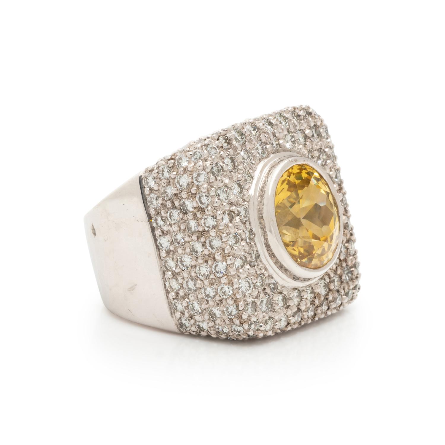 YELLOW SAPPHIRE AND DIAMOND RING