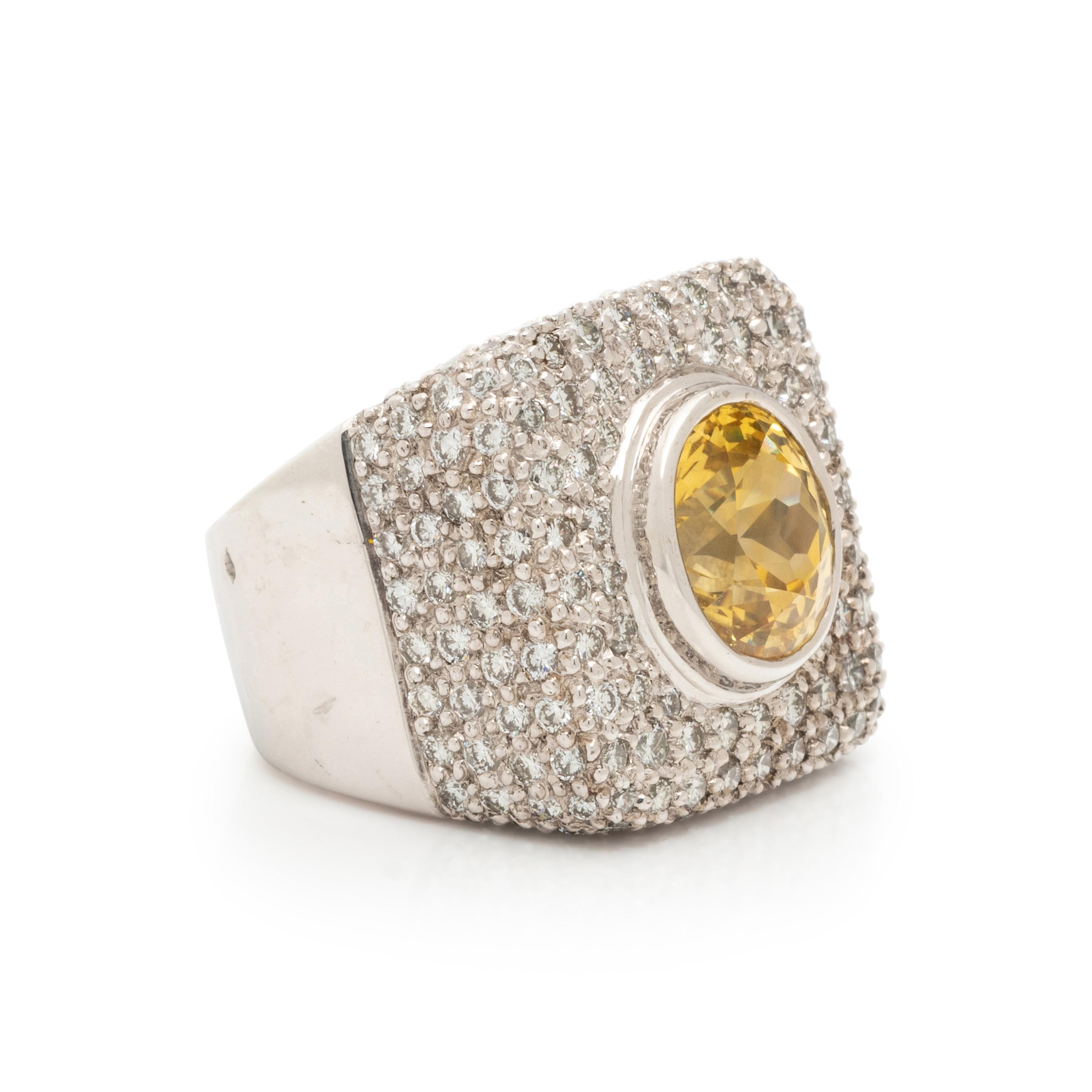 YELLOW SAPPHIRE AND DIAMOND RING