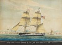 Rafaele Corsini (Italian, active 1830-1880), The Brig "Ottoman" of Boston in the Bay of Naples