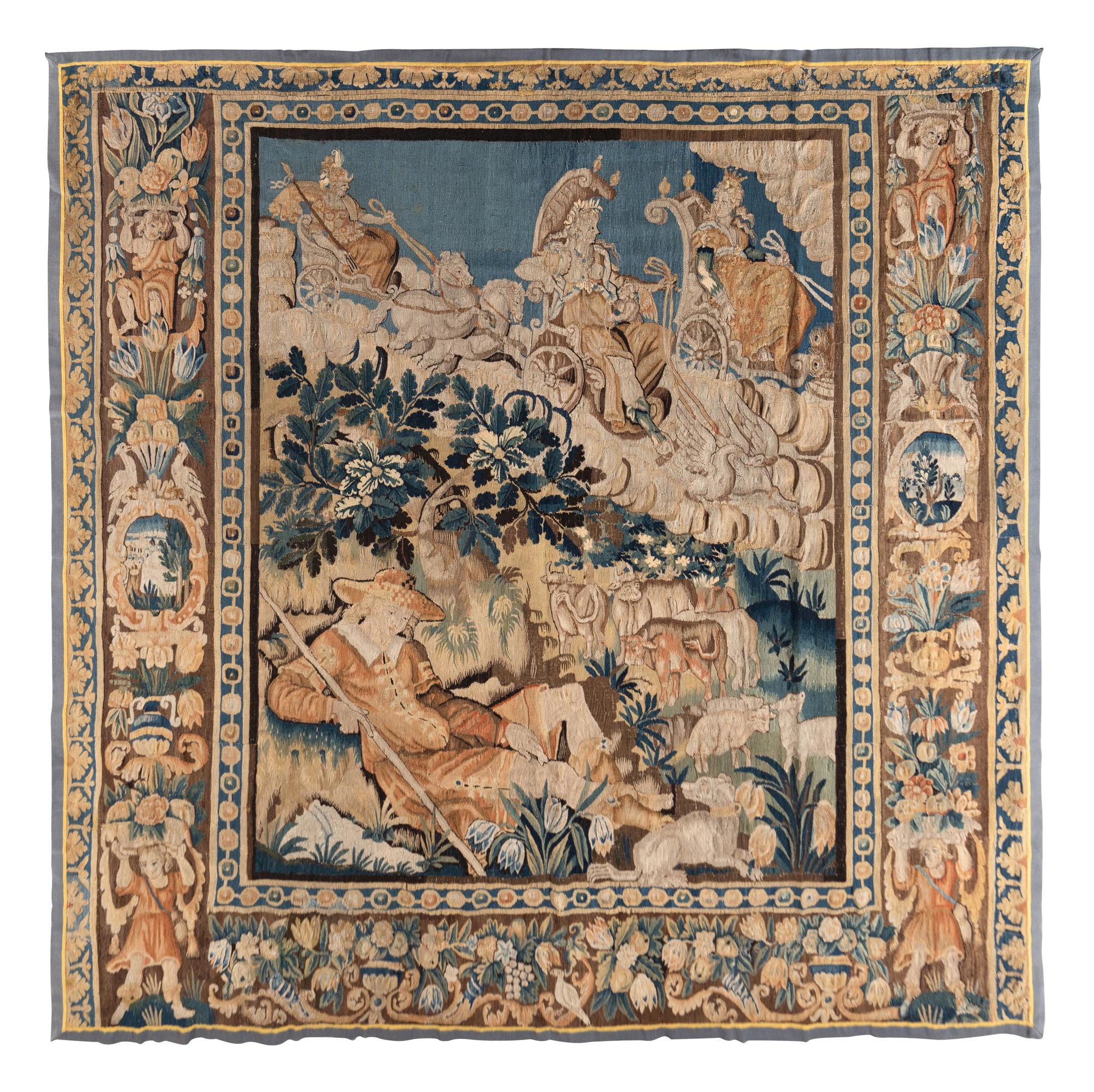 A Pair of Flemish Wool Tapestries Depicting Scenes from the Judgement of Paris