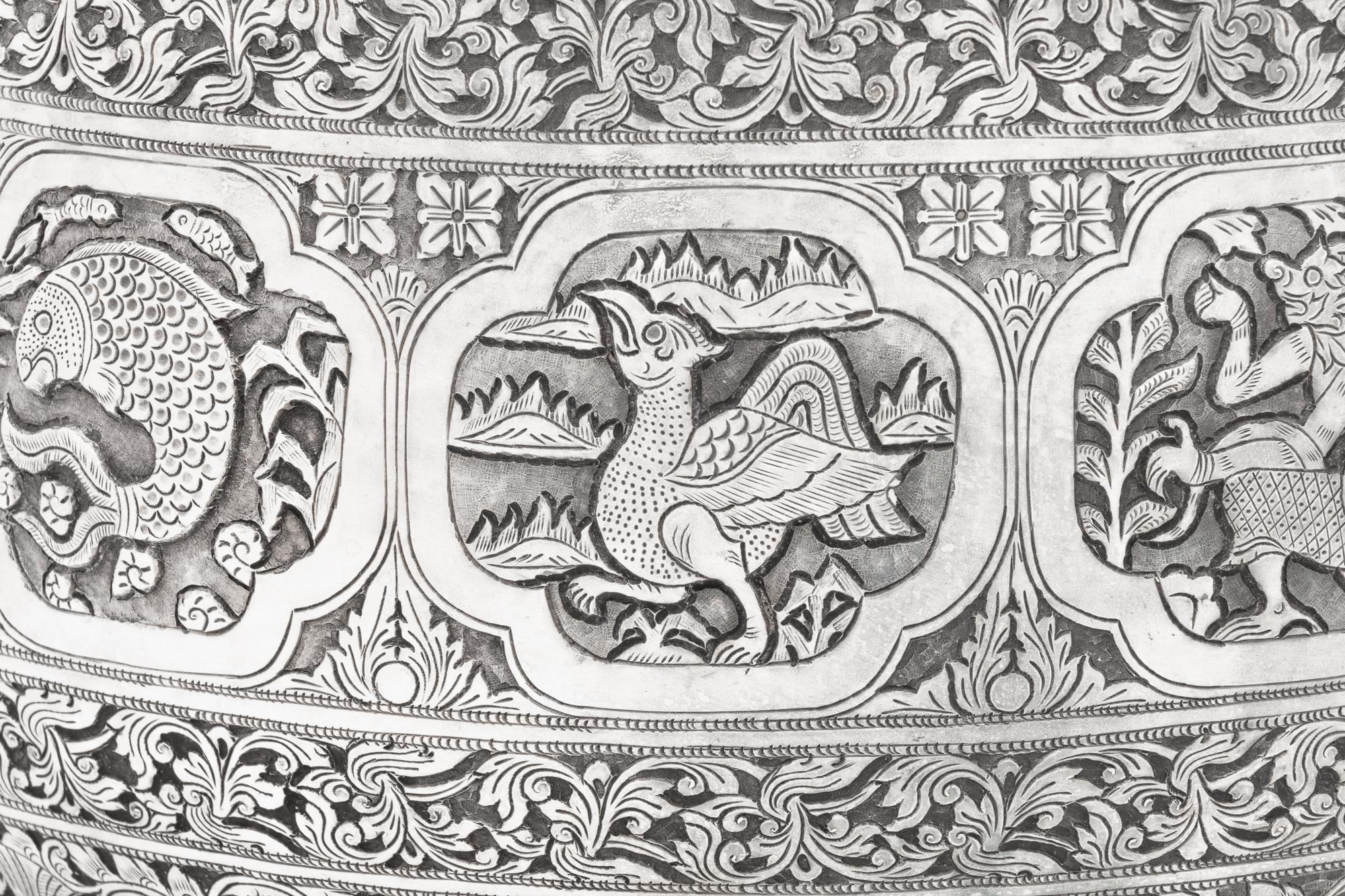 A Large Burmese Silver Bowl