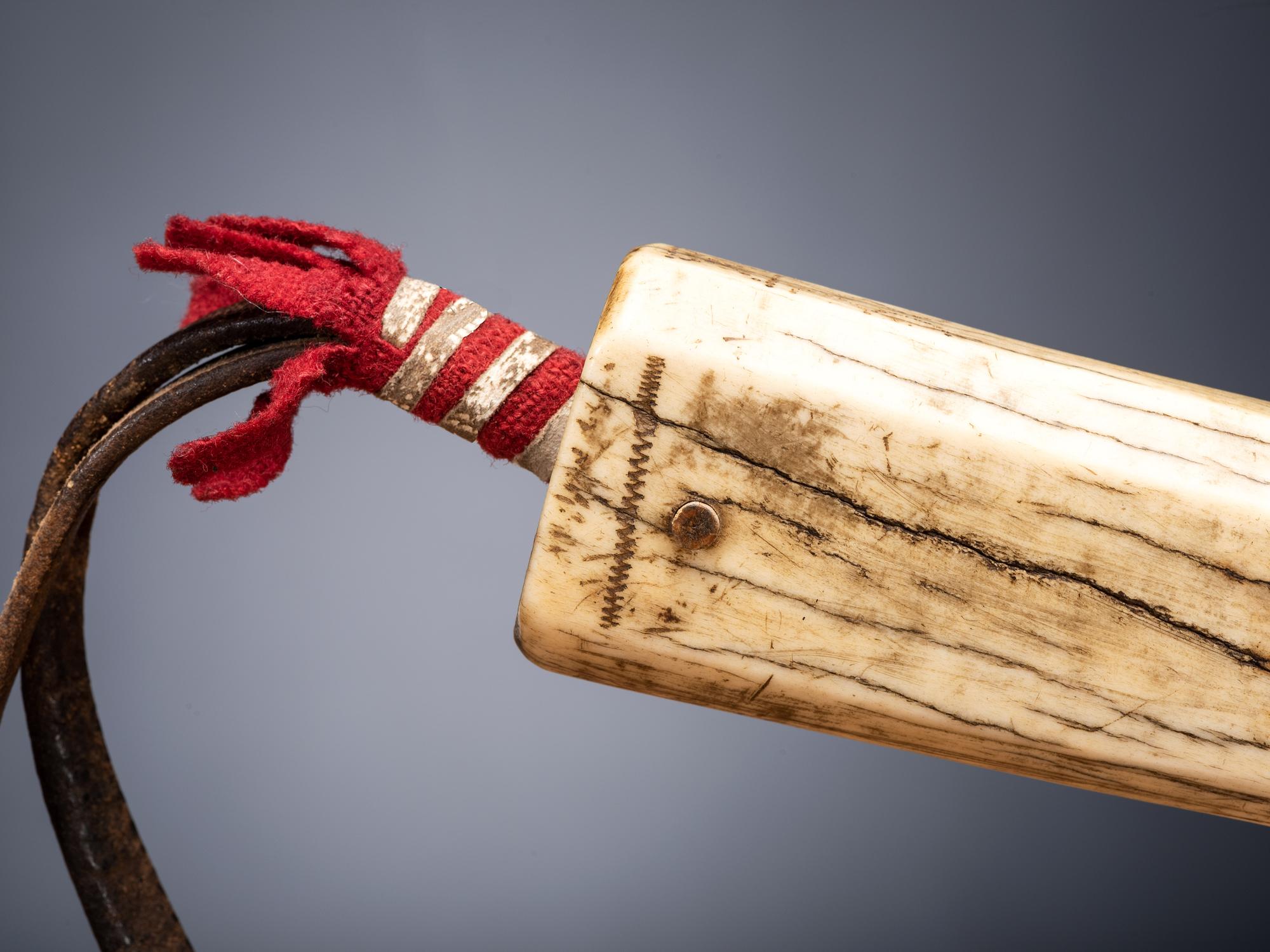 Northern Plains Elk Antler Quirt, with Decorations