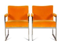 A Pair of Modernist Chrome Armchairs