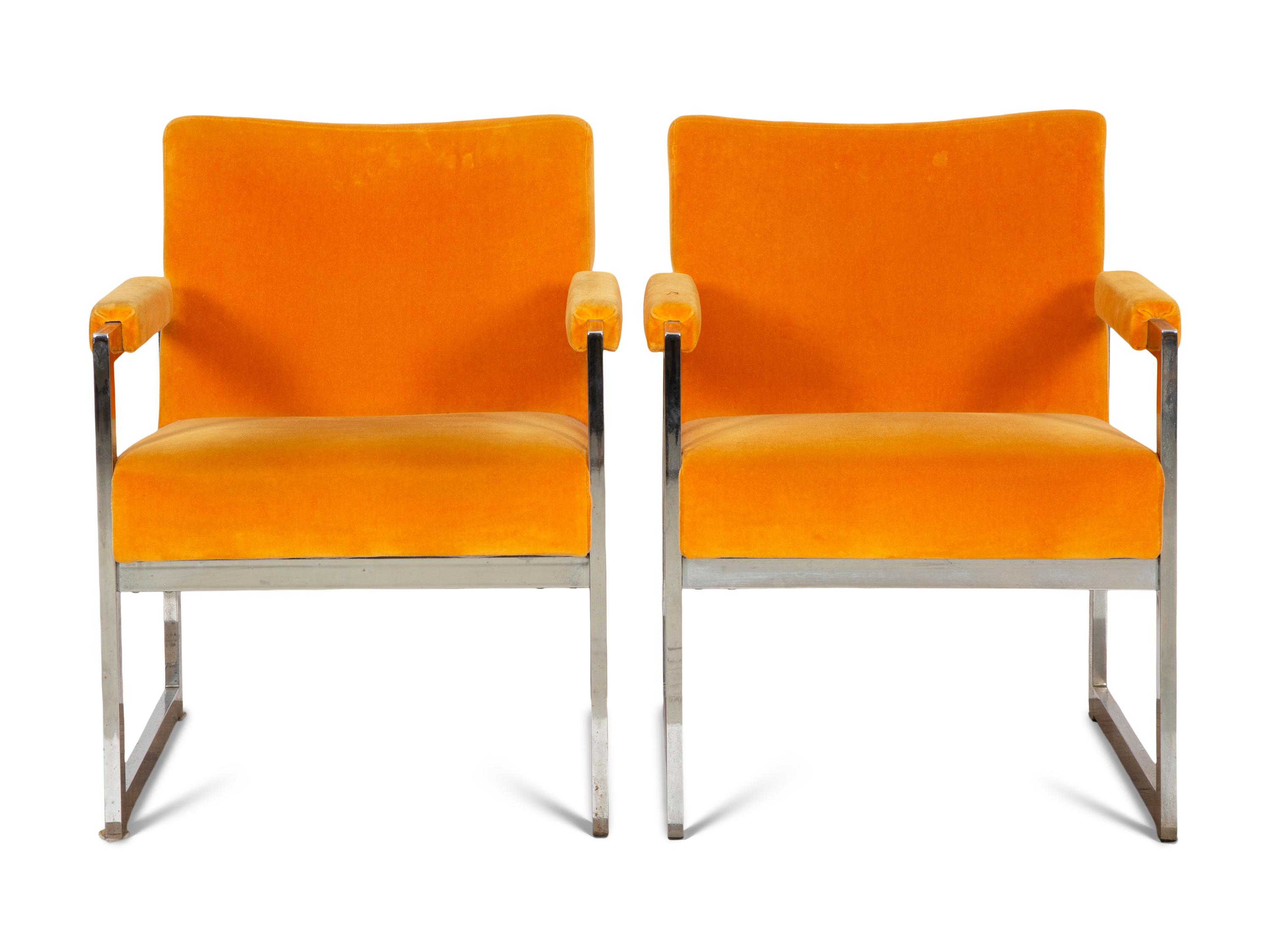 A Pair of Modernist Chrome Armchairs