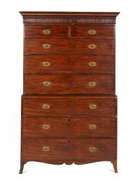 A George III Mahogany and Boxwood Inlaid Chest-On-Chest