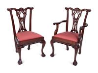 A Set of Eight Chippendale Style Mahogany Dining Chairs — 20TH CENTURY