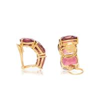 SEAMAN SCHEPPS, YELLOW GOLD AND RUBELLITE EARCLIPS