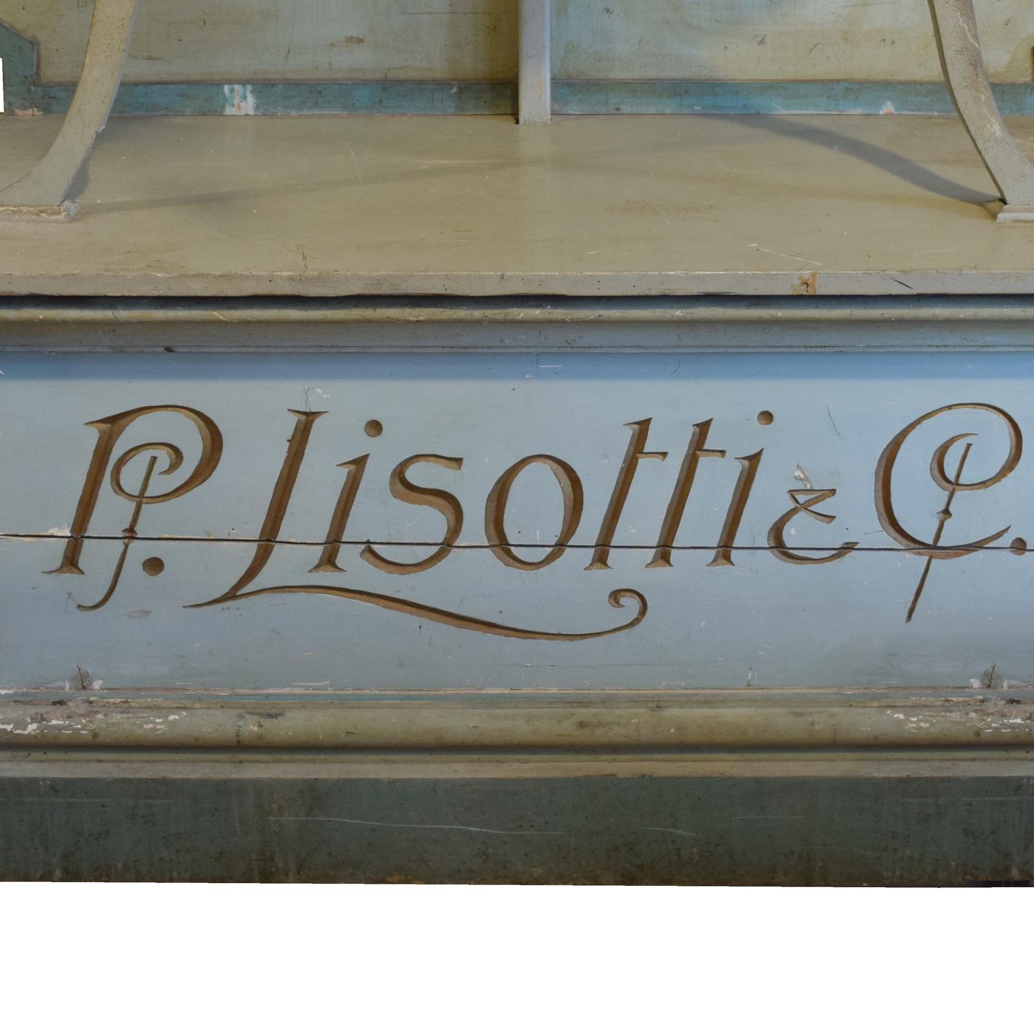 A Painted Six Tier Display Shelf for Lisotti Distilling 115" W x 36" D x 129.5" — Italy, Circa 1920