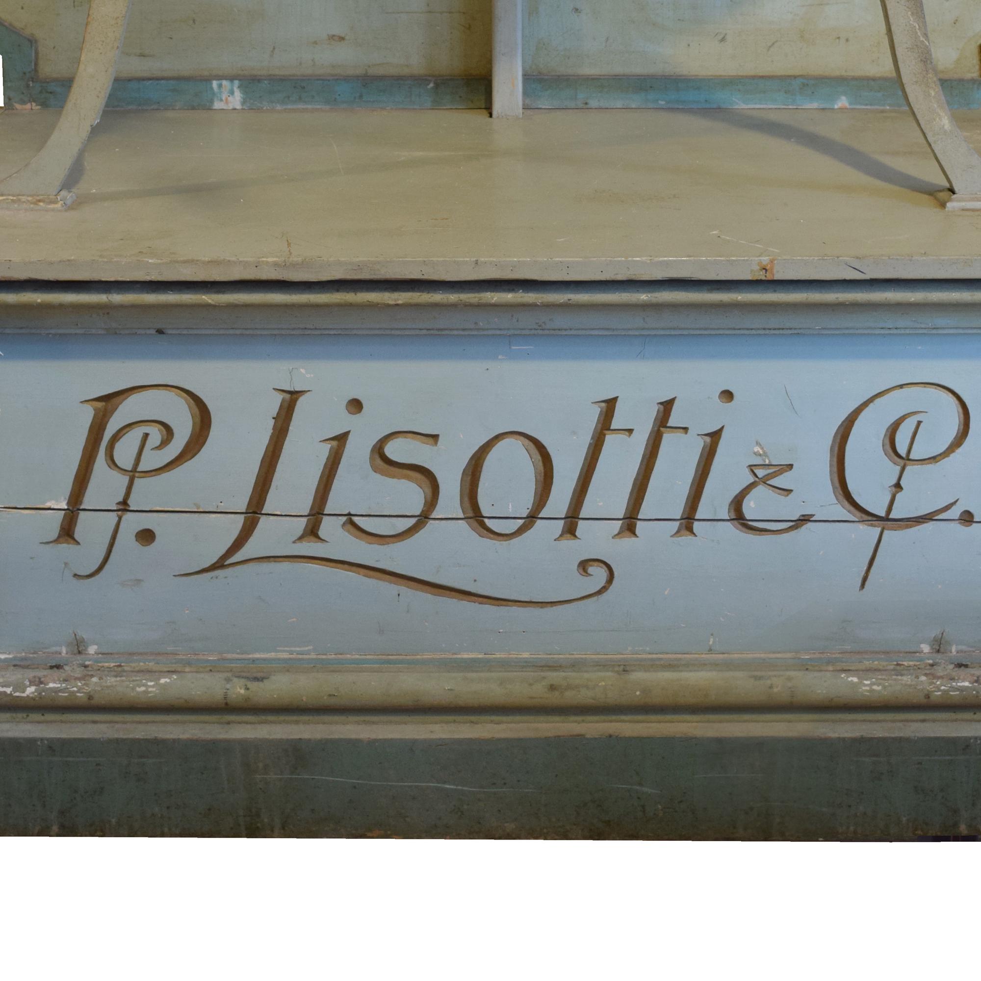 A Painted Six Tier Display Shelf for Lisotti Distilling 115" W x 36" D x 129.5" — Italy, Circa 1920