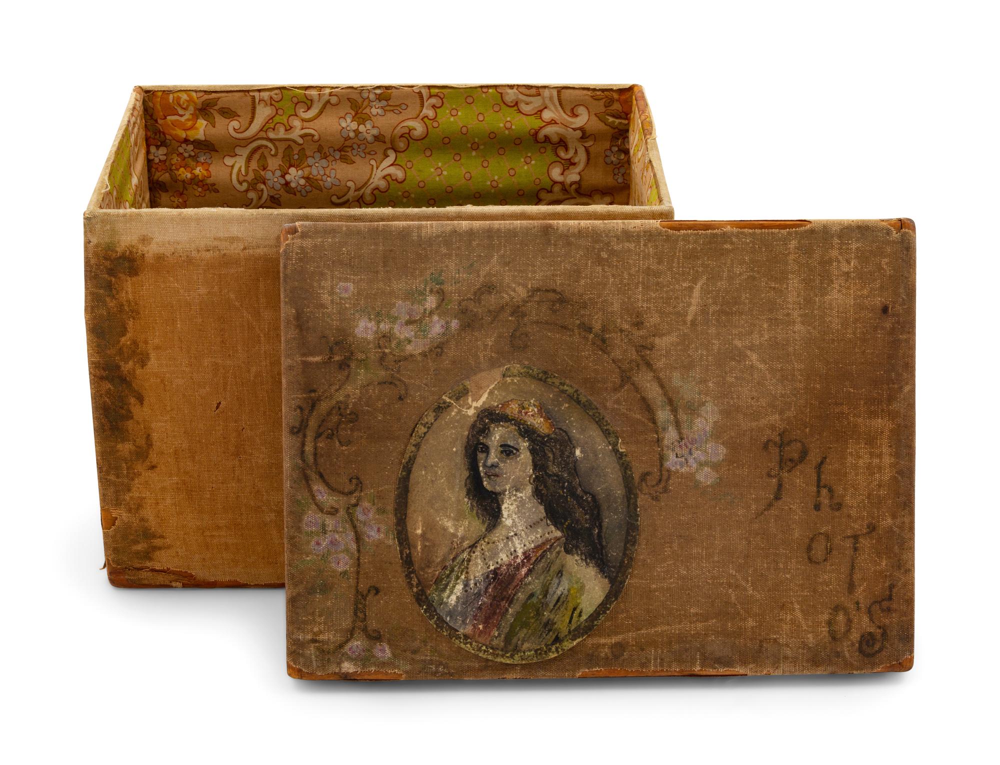 An English Silk Decorated Work Box