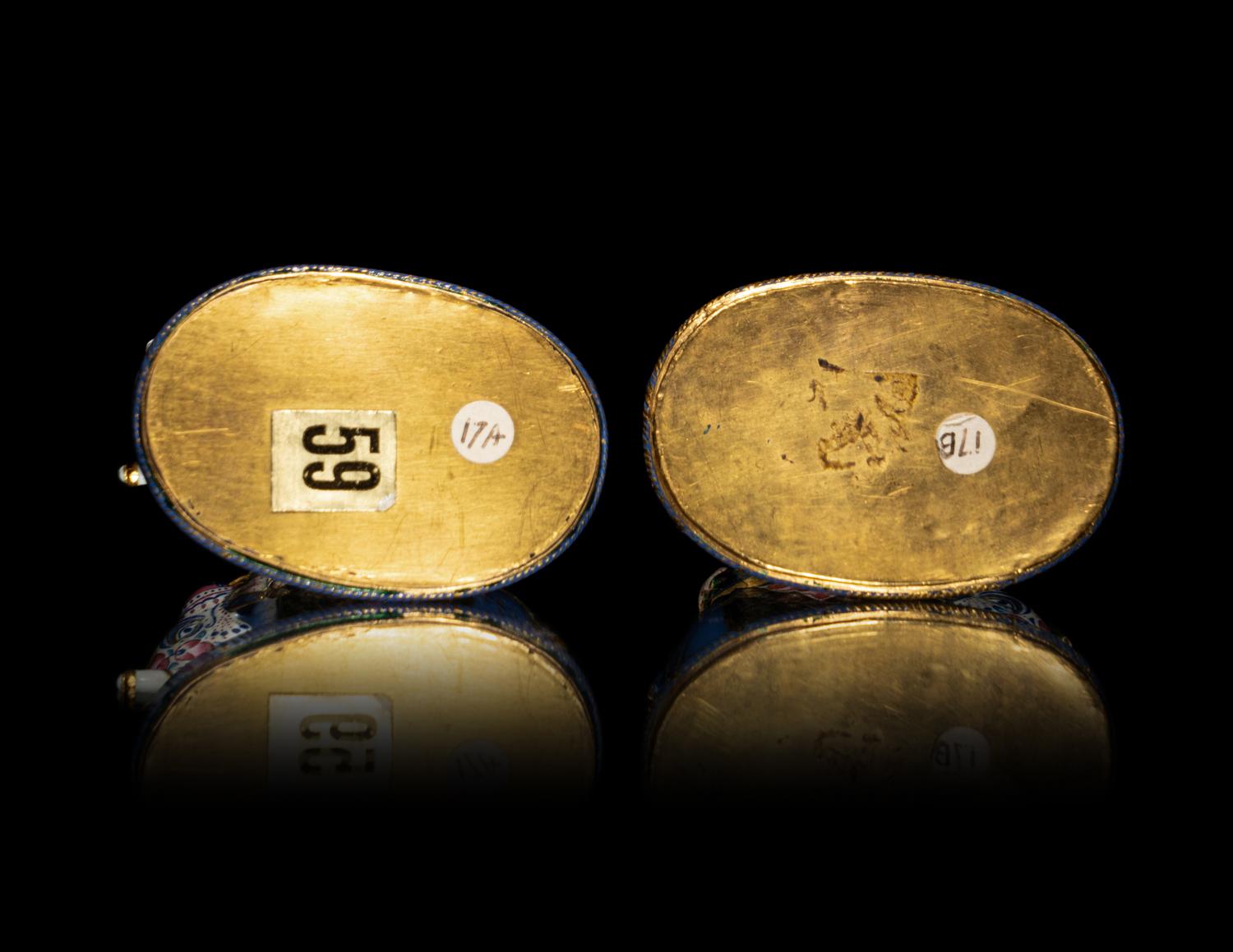 A Pair of North Indian Enamel, Gold and Diamond-Mounted Figural Groups