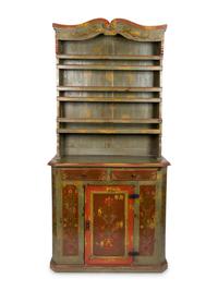 A Scandanavian Polychromed Step-Back Hutch — 19TH CENTURY