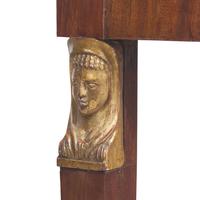 An Empire Parcel Gilt Mahogany Marble Top Demi-Lune Console Table