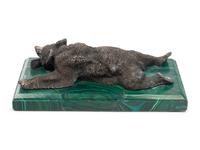 A Russian Silver and Malachite Bear Figure