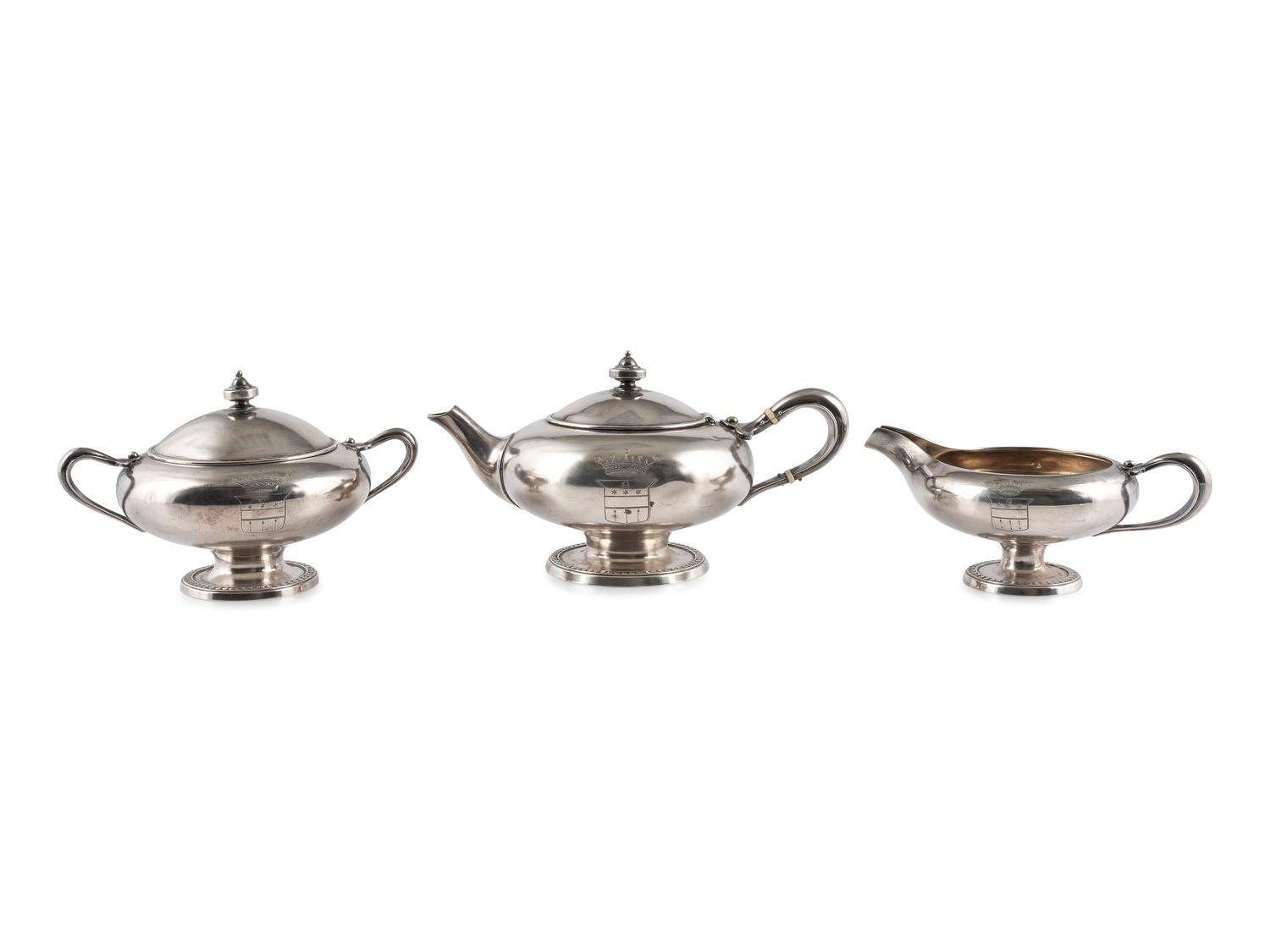 An American Three-Piece Silver Tea Set