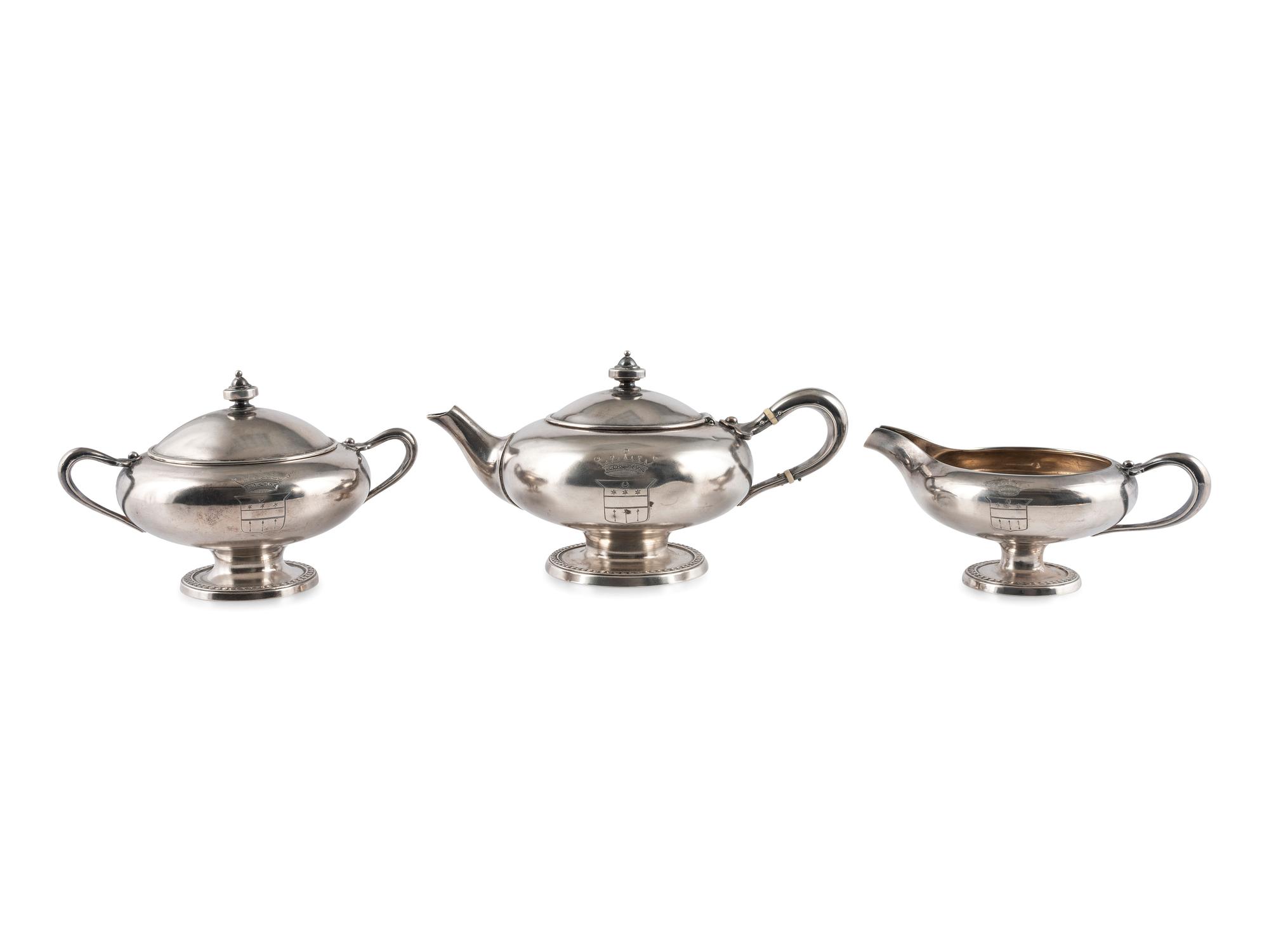An American Three-Piece Silver Tea Set